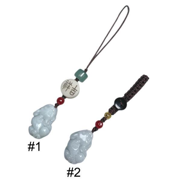 nice pixiu beast animal shape white jadeite key chain, jade mobile phone chain - Image 2