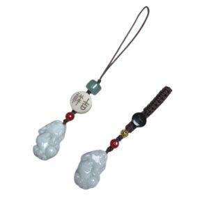 nice pixiu beast animal shape white jadeite key chain, jade mobile phone chain