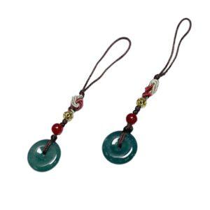 rondelle shape blue jadeite key chain, jade mobile phone chain