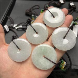 rondelle shape icy jadeite charm necklace, jade necklace