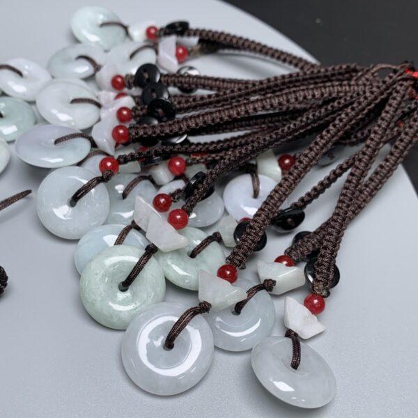 rondelle shape white jadeite key chain, jade mobile phone chain - Image 4