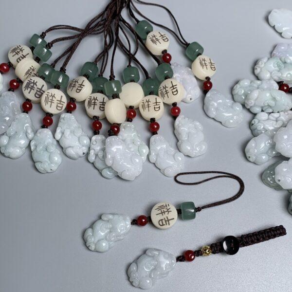 nice pixiu beast animal shape white jadeite key chain, jade mobile phone chain - Image 5