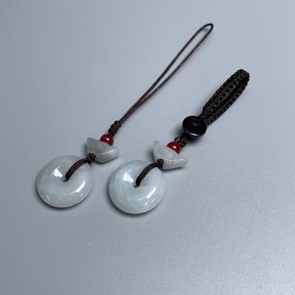 rondelle shape white jadeite key chain, jade mobile phone chain - Image 5