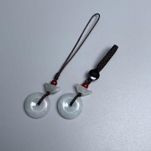 rondelle shape white jadeite key chain, jade mobile phone chain - Image 6