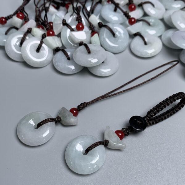 rondelle shape white jadeite key chain, jade mobile phone chain - Image 7