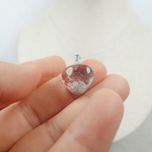 phantom quartz necklace, heart necklace, pendant necklace, sterling silver necklace, gemstone necklace, diy necklace