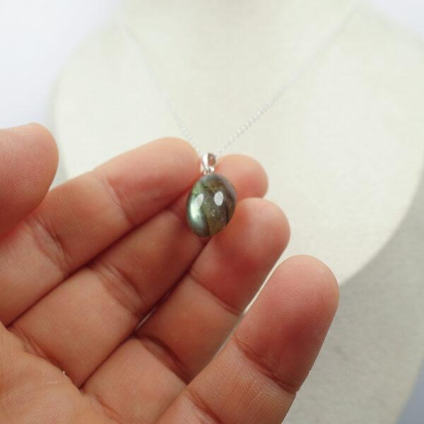 labradorite necklace, colorful light necklace, sterling silver necklace, oval gemstone necklace, diy necklace - Image 3