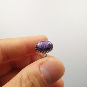 charoite ring, purple ring, copper ring, oval gemstone ring, diy ring, adjustable ring