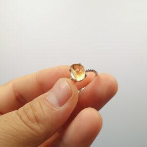 citrine ring, yellow ring, sterling silver ring, irregular gemstone ring, diy ring, adjustable ring