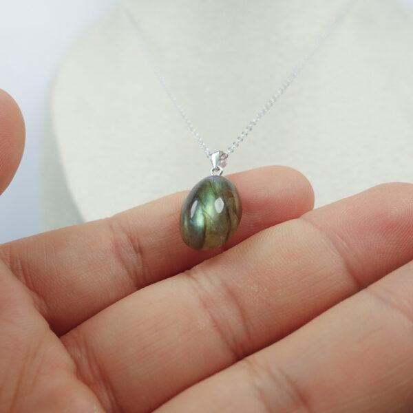 labradorite necklace, colorful light necklace, sterling silver necklace, oval gemstone necklace, diy necklace - Image 4
