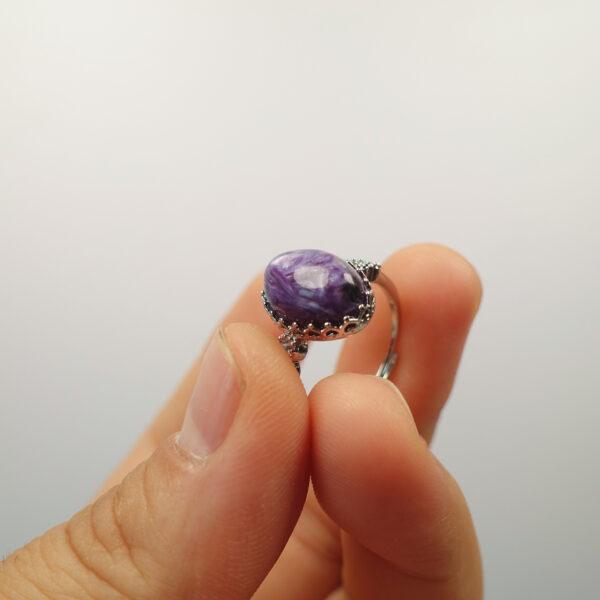 charoite ring, purple ring, copper ring, oval gemstone ring, diy ring, adjustable ring - Image 5