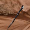 S925 Silver Floral Dangling Ebony Wood Hairpin
