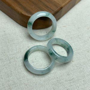 Natural Type A Icy Glutinous Jadeite Ring with Floating Flower Pattern