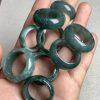 Natural Type A Guatemalan Blue Jadeite Wide Ring with Floating Flower Pattern