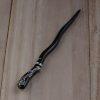 S925 Silver Floral Inlaid Ebony Wood Hairpin