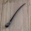 S925 Silver Floral Inlaid Ebony Wood Hairpin